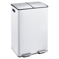 thumbnail image 1 of Dual Compartment Stainless Steel Trash & Recycling Bin – 16 Gallon (2 x 8 Gal), Step Pedal, Removable Inner Buckets, Double Lids, Odor Control, for Kitchen, Home, Office, 1 of 15