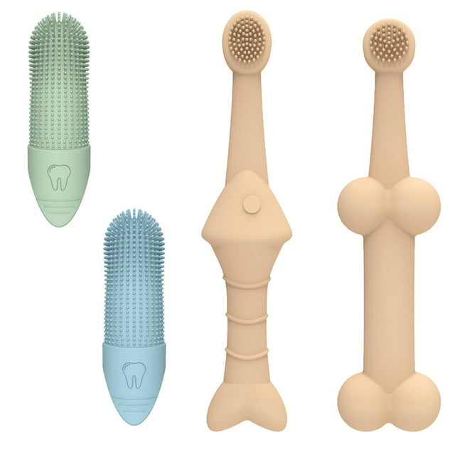 Kit Cepillos Dentales Mascotas Pack 4 Unidades Cerdas Suaves para Cuidado Bucal