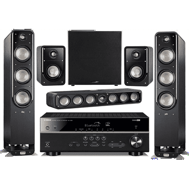Yamaha 5.1-Channel Wireless Bluetooth 4K 3D A/V Surround Sound Receiver   Polk Multimedia Home Theater Speaker System