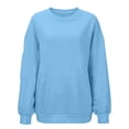 thumbnail image 7 of LODIENY Mens Crew Neck Sweatshirts with Arm Zipper Pockets and Kangaroo Pocket Long Sleeve Baggy Basic Athletic Fall Winter Sweatshirt Light Blue M, 7 of 7
