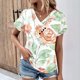 thumbnail image 5 of Tops de Algodón para Mujeres Cuello en V Moda Casual Manga Corta Primavera Verano Top para el Hogar Y Diario, 5 of 6