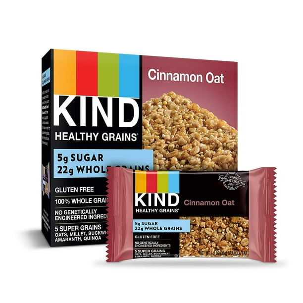 KIND Healthy Grains Granola Bars, Cinnamon Oat, Gluten Free, 1.2 oz, 5