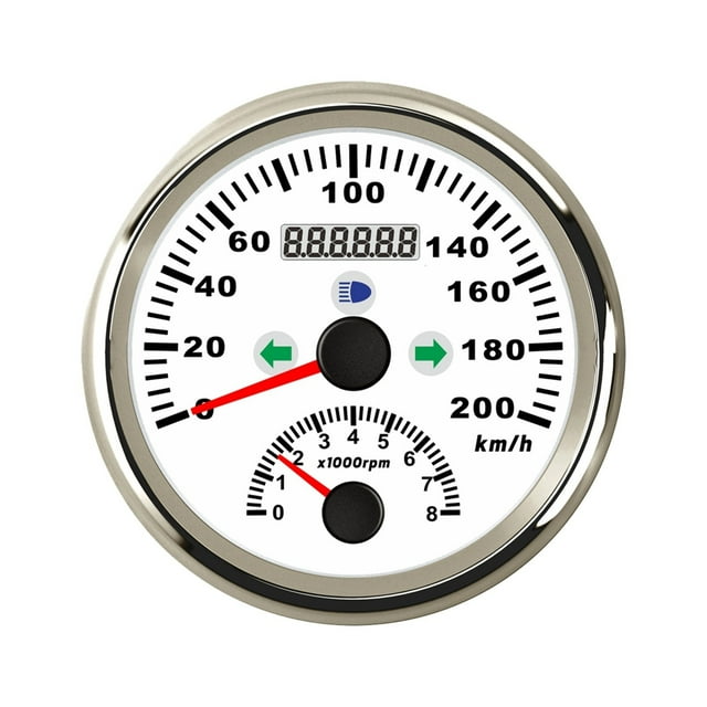 Waterproof 85mm 0-200km/h GPS Speedometer 0-8000RPM Tachometer Rotating Speed Indication Light Red Backlight For Car Marine 12V