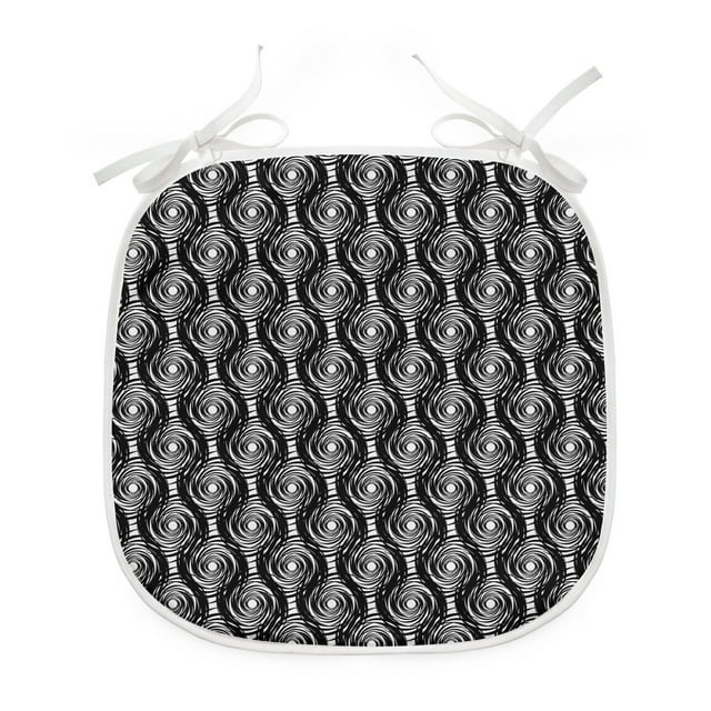 Starry Night Dining Chair Pad, Monochrome Round Spiral Pattern with ...