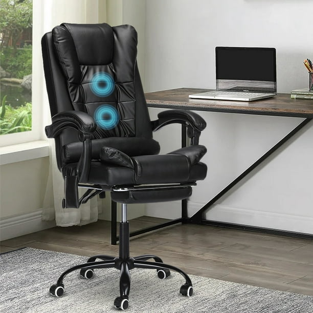 Ergonomic Massage Office Chair with 2Point Vibration, Faux Leather High Back Executive Office