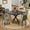 Black+Grey + MDF+Iron + Seats 4, variant on Holaki Square Dining Table Set,Mid Century Modern Square Dining Table for 4 Person,Faux Marble Tabletop, Iron Legs,Coffee Table for Kitchen Dining Room,Office,Save Space