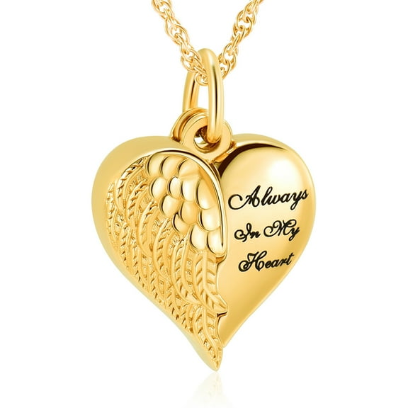 Cremation Jewelry Angel Wing Heart Urn Necklaces for Ashes Memorial Keepsake Pendant for Women Men