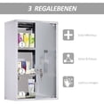 thumbnail image 6 of Living Room Cabinets kleankin Wall Mounted Medicine Cabinet, Locking Wall Cabinet with 3 Tier Shelves, Stainless Steel Frame and Glass Door, Lockable with 2 Keys, Silver, 12" x 20",Metal Cabinets, 6 of 8