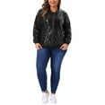 thumbnail image 2 of Chaqueta metálica de mujer plus size Agnes Orinda, chaquetas bomber de lentejuelas brillantes para fiesta 4X negra, 2 of 6