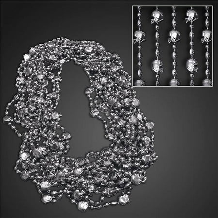 Football Helmet Bead Necklaces, Silver - Pack of 12