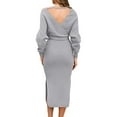 thumbnail image 4 of Women's Knit Sweater V Neck Wrap Knit Dresses Batwing Sleeve Sweater Dresses Short Maxi Dresses for Women Stylish Dresses for Women Maxi Dresses for Women Casual Summer Business Casual Dress Dresses, 4 of 8