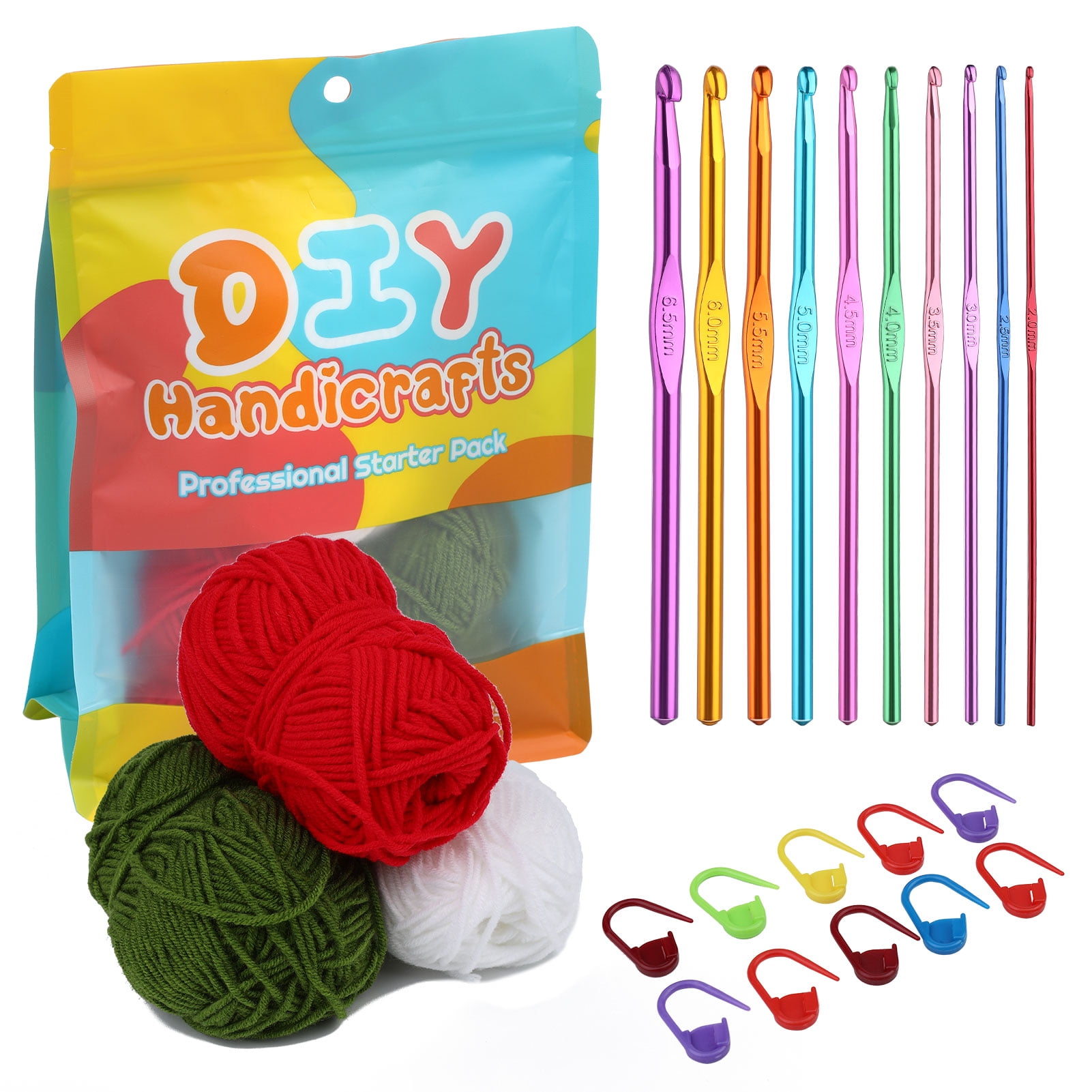 UzecPk 23Pcs Crochet Kit with Yarn Set,Crochet Kit for Beginners,3