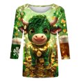 thumbnail image 5 of Ounisa Women 3/4 Sleeve St. Patrick's Day T-Shirts Crew Neck Spring Graphic Tee Tops Clothes, 5 of 5