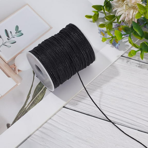 1 Roll 1mm Black Waxed Cotton Thread Cord 100 Yards Macrame String for Jewelry Making Crafting Projects Black