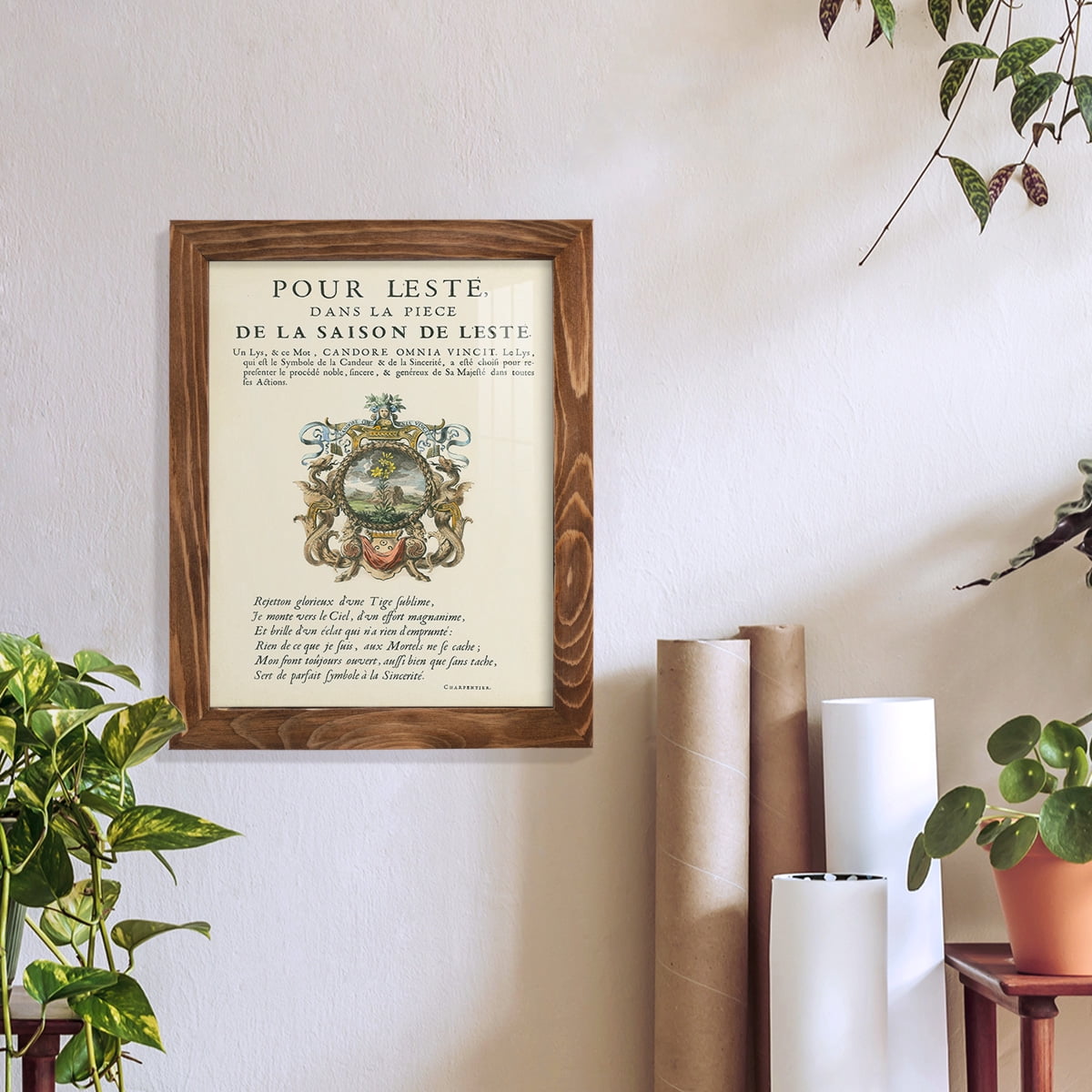 Printed Embellished Bookplate VI - Framed Print w/glass - Walnut