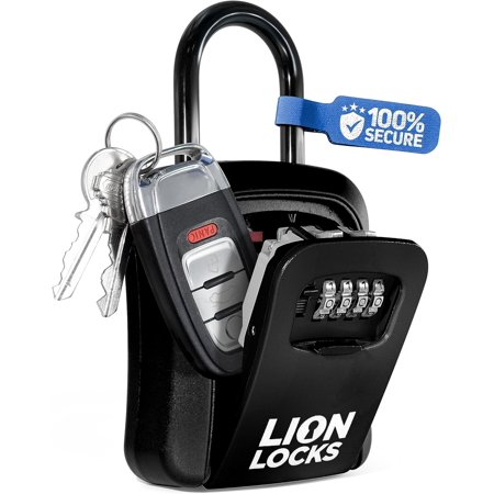 Lock box - door key lock box real estate lock box with combination lock car key safe - waterproof easy installation black
