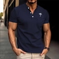 thumbnail image 1 of Tops para hombre, blusas y camisas de manga corta con cuello redondo para hombre, blusas casuales con estampado de botones, manga corta, cuello vuelto, blusas de poliéster para hombre, 1 of 6