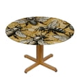 thumbnail image 3 of PIKWEEK  Fitted Round Tablecloth with Elastic Edge Wipe Clean Honey Bees in A Honeycomb Table Cloth for Outdoor/Indoor Use, 3 of 7