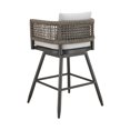 thumbnail image 5 of Piper 30 Inch Outdoor Swivel Barstool Chair- Rope Woven- Gray Cushions, 5 of 6