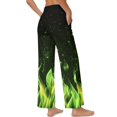 thumbnail image 2 of Psesaysky Women's Wide Leg Pants with Pockets High Waist Adjustable Knot Loose Casual Trousers Business Travel Casual Pants (Green Flame Print), Size M, 2 of 7