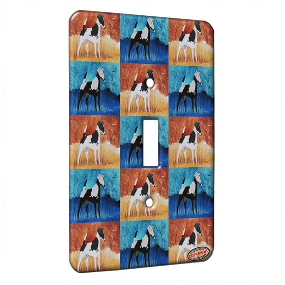 KuzmarK™ Single Gang Toggle Switch Wall Plate - Black Smooth Fox Terrier in Autumn Dog Pattern Art by Denise Every