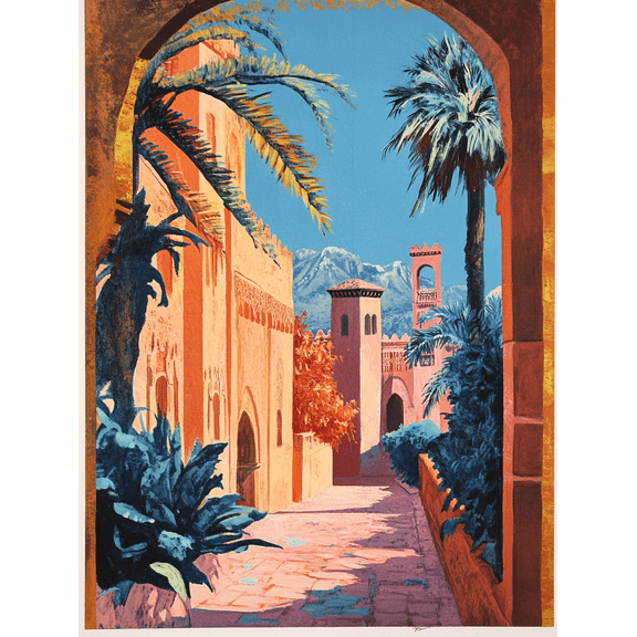 Moroccan Alleyway Canvas Print/Wall Art，Suitable for Living Room，Bedroom，Dining Room，Office，Hotel Decoration