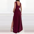 thumbnail image 2 of Womens Summer One Shoulder Maxi Dress Sleeveless Ruffle Wedding Guest Flowy Split Thigh Prom Dress, Hawaiian Dresses For Women, 2 of 8
