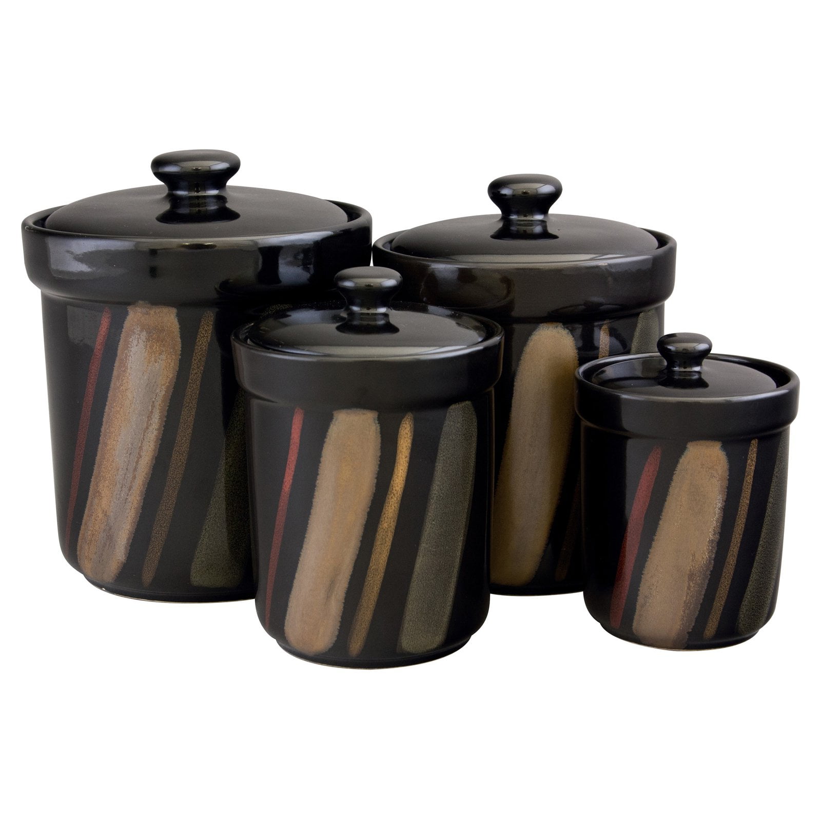 Sango Avanti Black Canisters Set Of 4 Walmartcom Walmartcom