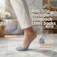 thumbnail image 6 of Women 2 Pairs Sling Liner Socks Low Cut No Show Half Socks Slingback Invisible Non Slip Heel Liner Toe Topper Sock for Heels Flats Pumps Shoes Comfortable Breathable Footwear, Light Ashy, 6 of 9