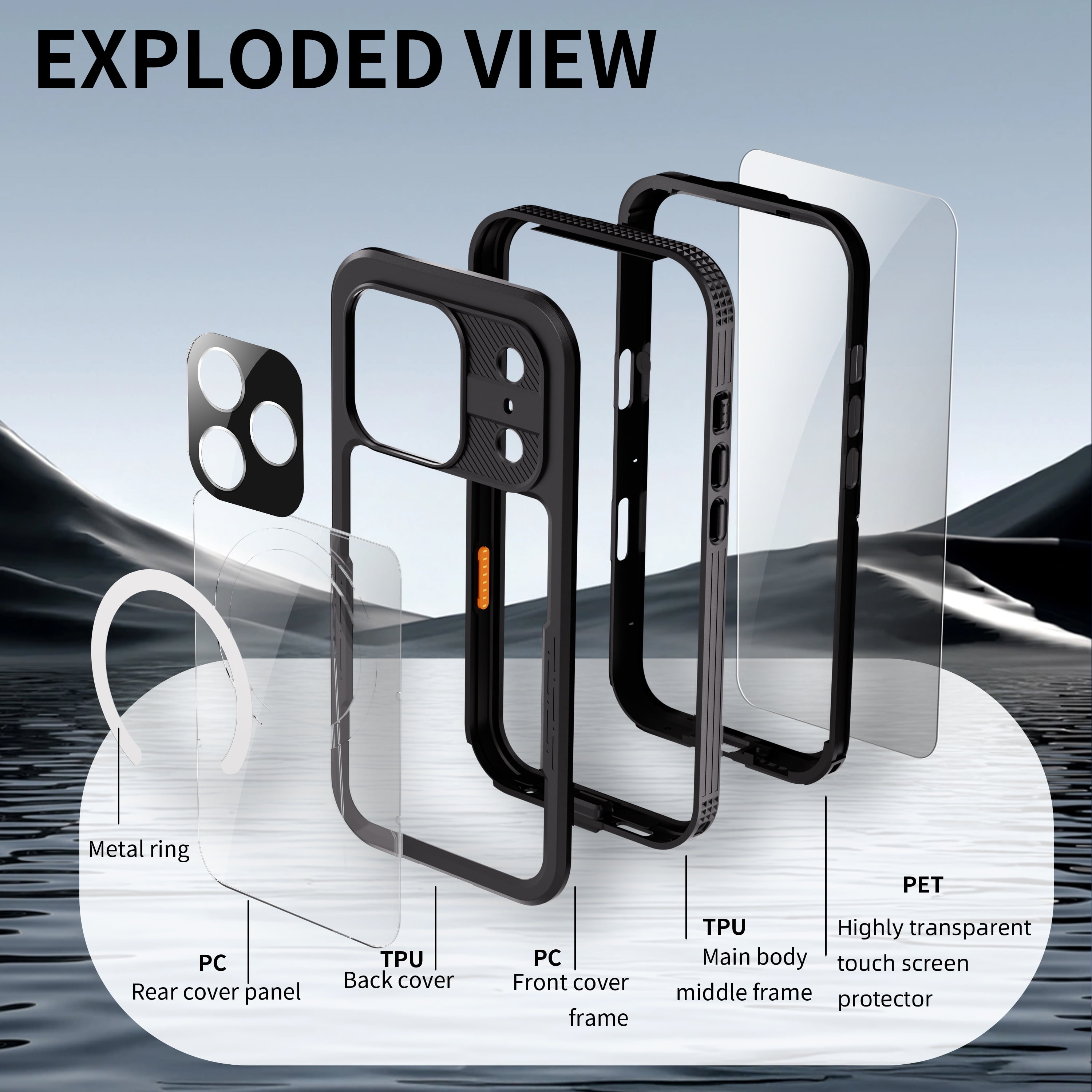 Dteck for iPhone 17 Pro Max Waterproof Case Compatible with MagSafe, Magnetic Waterproof Full Body IP68 Underwater Case Built-in Screen Protector Military Grade Shockproof Case for Men Women,Black