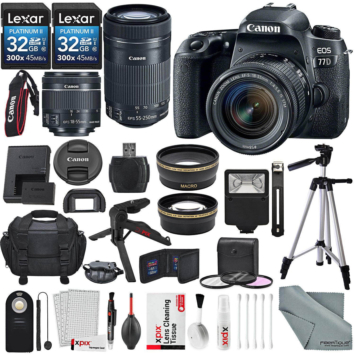 Canon EOS Rebel 77D DSLR Camera with EF-S 18-55mm f/4-5.6 & EF-S 55