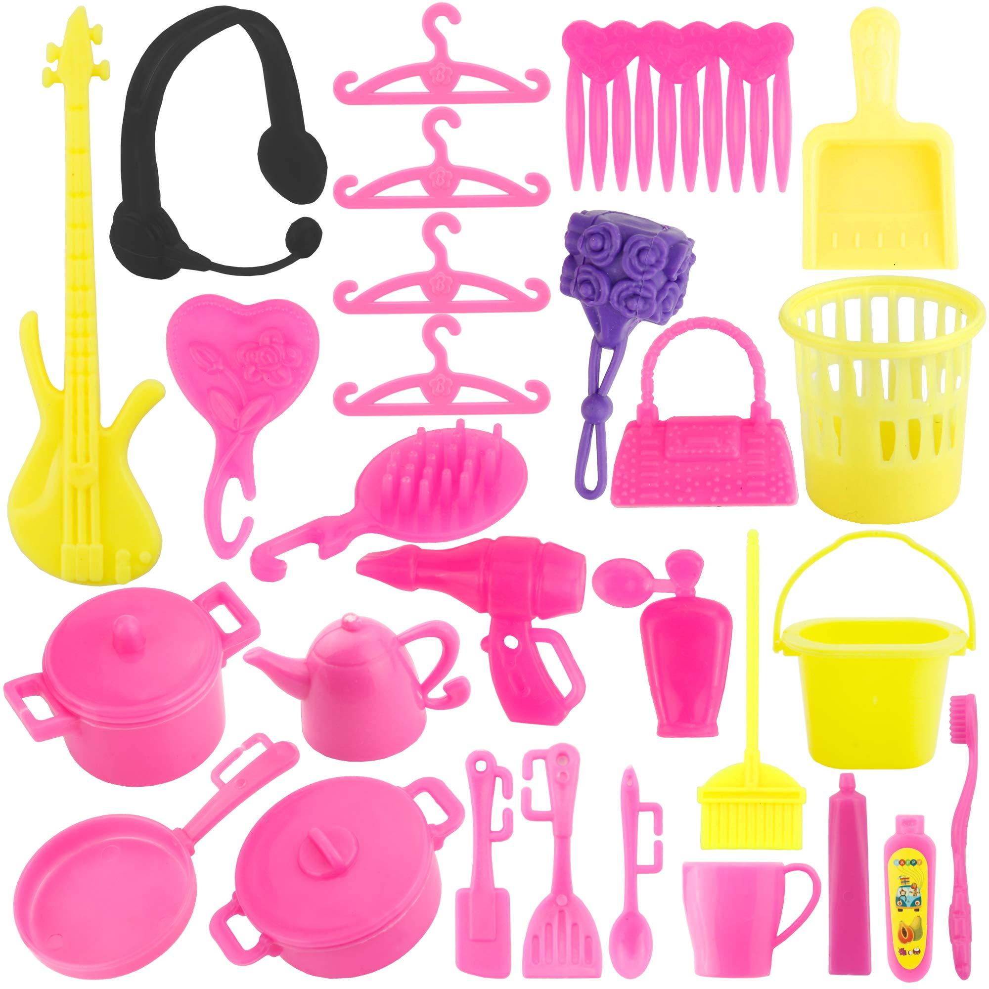 16 Clothes Party Gown Outfit+98 Shoes Bag Necklace Mirror Hanger For Barbie Doll