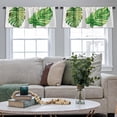 thumbnail image 4 of LALILO Kitchen Curtain Valance Watercolor Green Palm Leaf Rod Pocket Window Curtain 52"x 18" Set of 2, 4 of 5