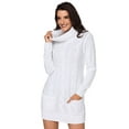 thumbnail image 1 of POGLIP Robe Pull en Tricot Torsadé à Col Bénitier Blanc pour Femmes, 1 of 6