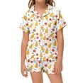 thumbnail image 2 of Wdgfv Girls Pajama Set Short Sleeve Fruit Print Loose Fit Comfortable Sleepwear For Kids Toddler 2-13 Years Old Casual Homewear Daily Outfits White 8-9 Years, 2 of 4