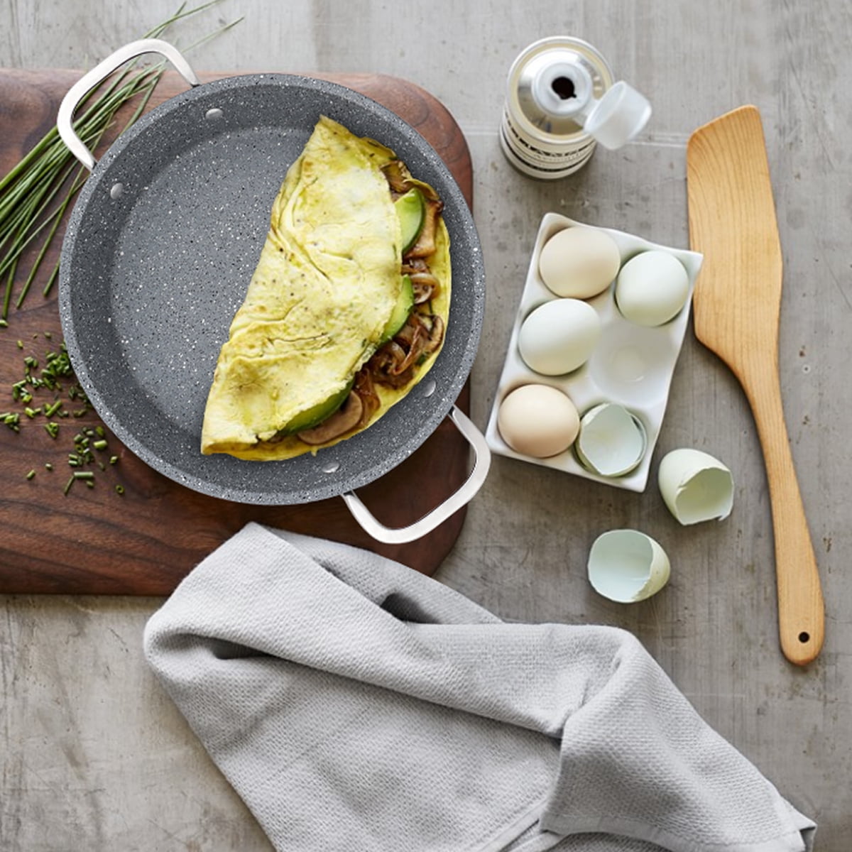 Serenk Excellence Nonstick Frying Pan With Lid Covered One Granite Egg Wonder