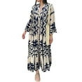 thumbnail image 1 of Sunloudy Robe Longue pour Femmes de Printemps et d'Automne, Robe Bohème à Manches Longues Boutonnée pour les Vacances, Robe Décontractée Ample Évasée, 1 of 7