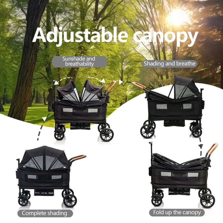 funyard, Expedition Wagon Stroller for 2 Kids, Lightweight, Black