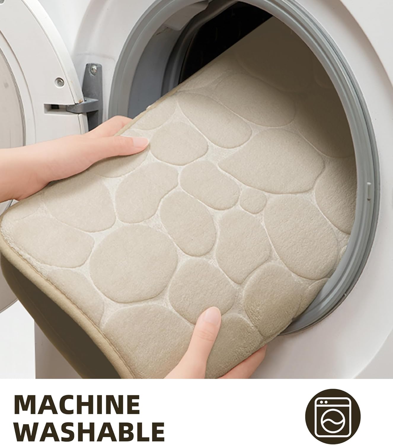 Memory Foam Bath Mat – Super Soft Absorbent Bathroom Rug, Non-Slip Quick Dry Floor Mat, Cobblestone Design, Washable Bath Mat for Bathroom, Bedroom, Toilet