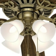 Hunter 52 inch Indoor Ceiling Fan with LED Lights and Pull Chain - Brass Ceiling Fan, Standard Mount, 5 Blades, For Bedroom, Living Room, or Kitchen, Quiet - Studio Series 53063, Antique Brass