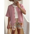 thumbnail image 4 of FOCUSNORM Women Autumn Knit Cardigan Half Sleeve Round Neck Solid Color Button Up Knitwear, 4 of 7