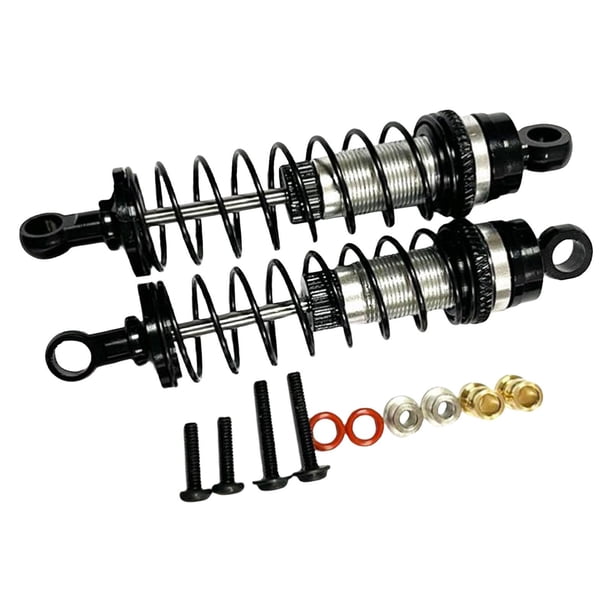 Amortiguador de resorte ensamblado de 2 piezas para camión RC 1/16, accesorio DIY Negro