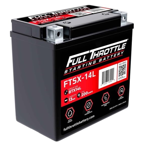 Fullriver Full Throttle FTSX-14L 13 Ah 200 CCA AGM Starting Battery (Group BTX14L-BS)