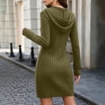 thumbnail image 4 of Guieoi Womens Dresses Long Sleeve Solid-Color Casual Fall/Winter Dress Midi Dress Green L, 4 of 9