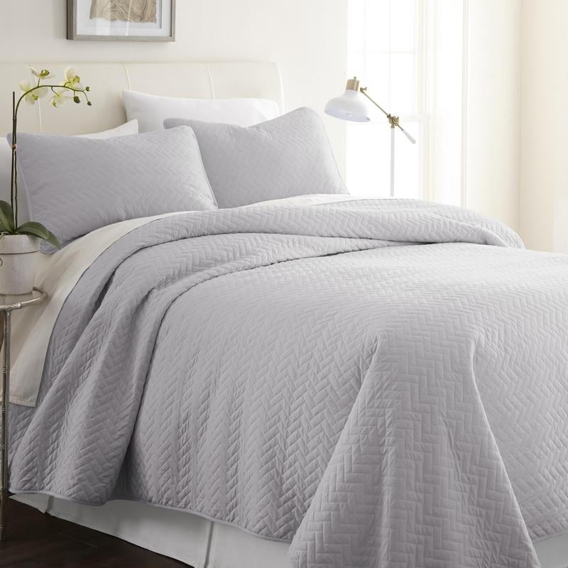 Noble Linens Contemporary Gray Herring, Coverlets For Xl Twin Beds