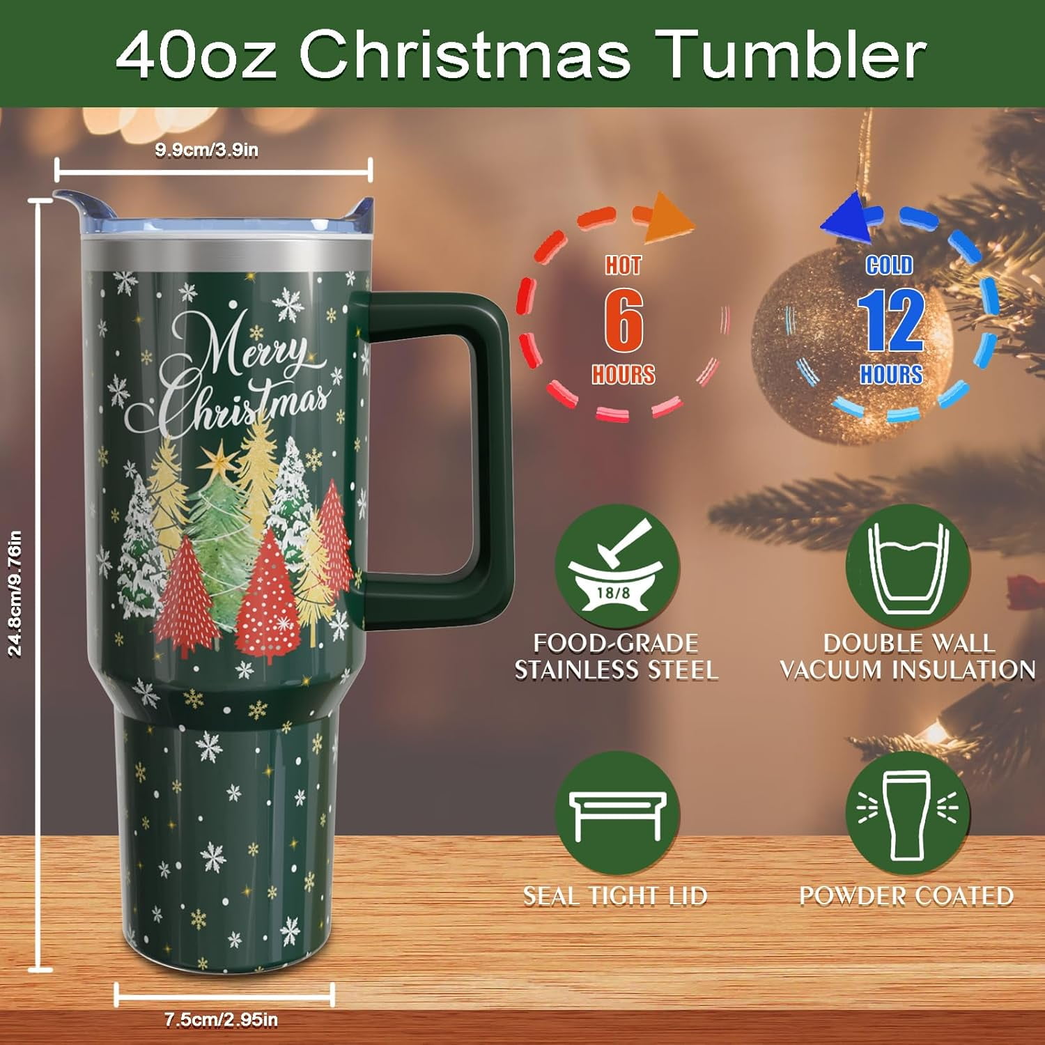 40oz Christmas Tumbler With Handle Lid and Straw, Stainless Steel Pink Xmas Snowman Insulated Coffee Cup, Christmas Gifts for Women/Mom/Daughter/Aunt/Girlfriend