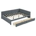 thumbnail image 3 of Full Size Daybed with 2 Storage Drawers, Upholstered Corner Bed with Storage, Modern L-Shape Daybed Sofa Bed Fram, Linen Fabric, No Box Spring Needed, Grey, 3 of 9