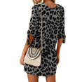 thumbnail image 6 of Celmia Womens Dresses O-neck Half Sleeve Bow Cuffs Leopard Printed Dress, 6 of 10