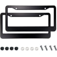 thumbnail image 1 of Matte Black License Plate Frames - License Plate Covers, 2 Packs Universal Aluminum Tag Frame for Front and Rear Car Tags., 1 of 5