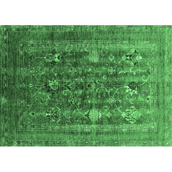 Ahgly Company Indoor Rectangle Oriental Emerald Green Industrial Area Rugs, 5' x 8'